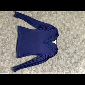 Talbots long sleeve top with lace inset